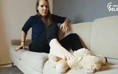 Foot Strangling And Trampling Helpless Teddy Bear