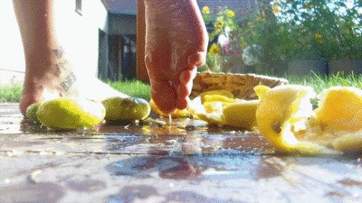 Pretty Crushed Summer – Splashing Citrus Fruits Under Your Naked Feet