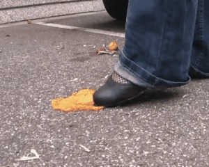 Fruits Grinding Under Indiras Flat Shoes