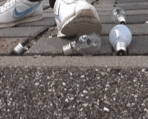 Many Bulb Crushed Under Sneakers