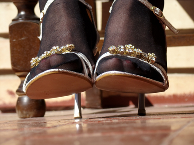 White Sandals With Black Nylons